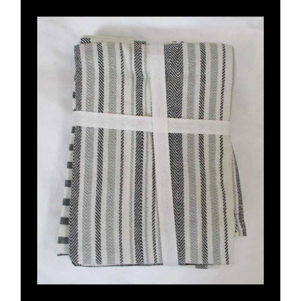 10 Pack 100% Cotton Kitchen Towels Flat Weave Black & White